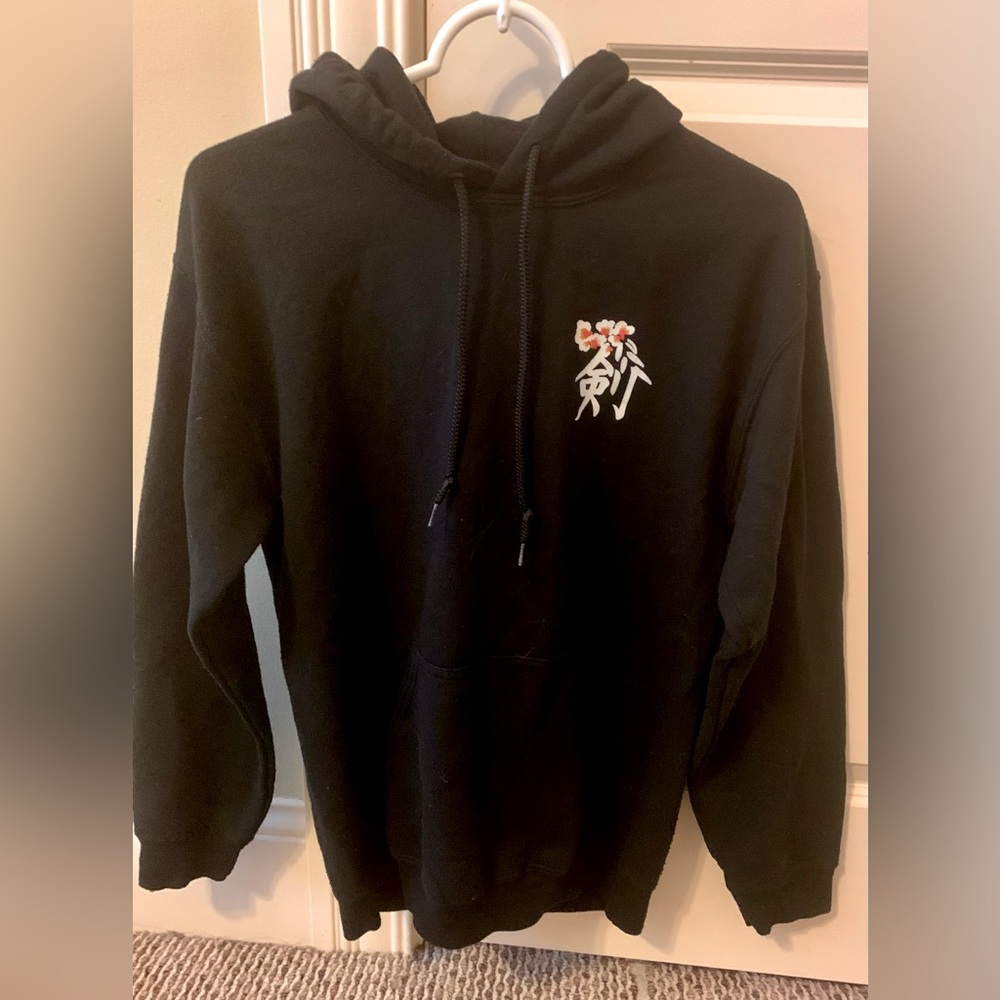 Black Hoodie with Kanji Lettering